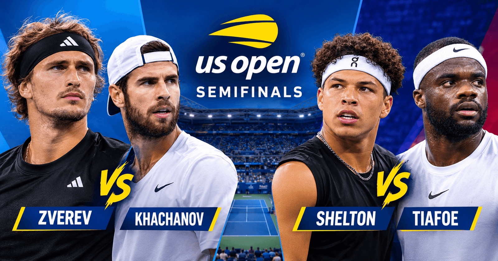 US Open 2026 Men’s Semifinals: Zverev-Khachanov and Shelton-Tiafoe Set the Stage