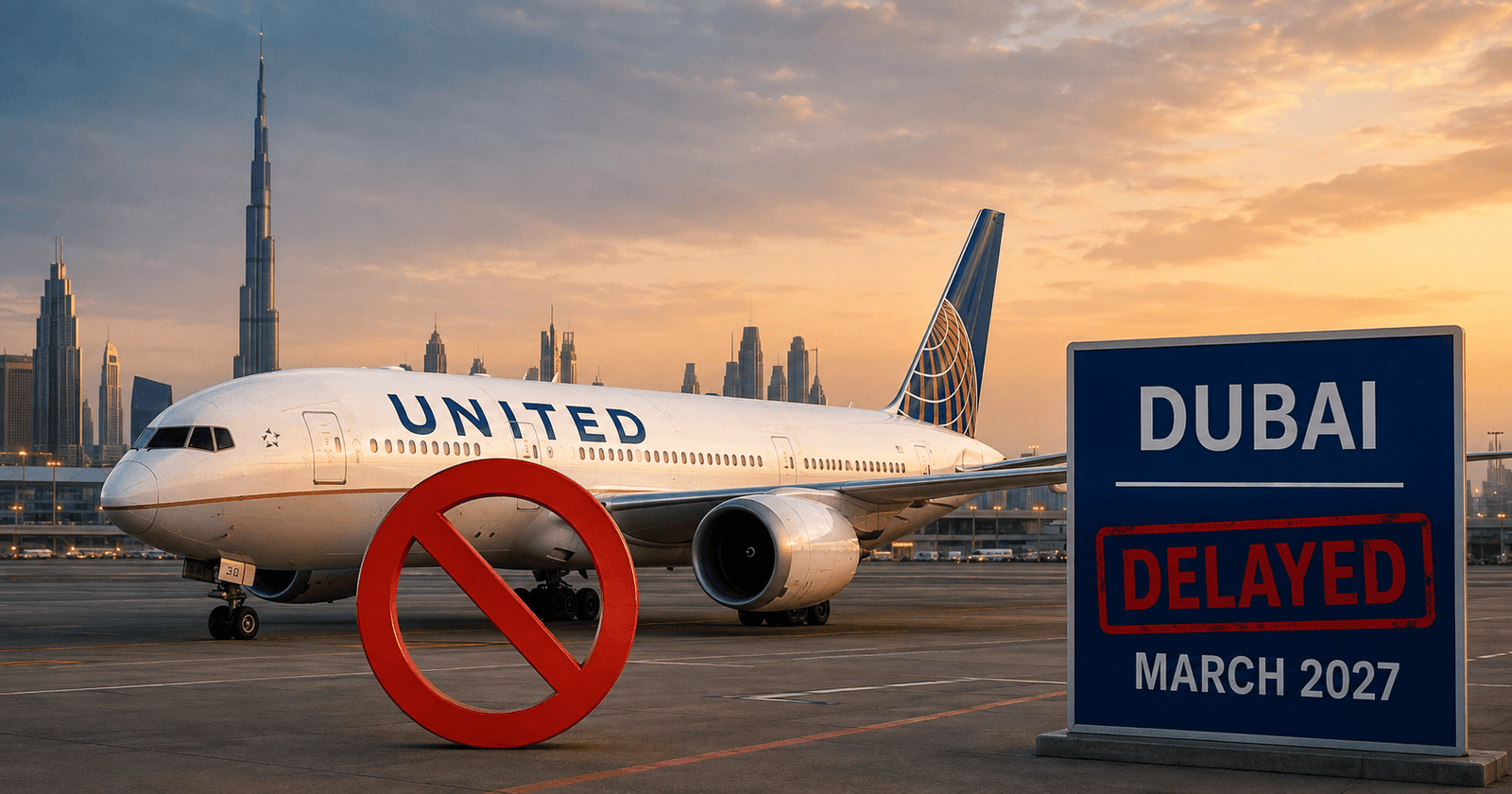 United Airlines Dubai flight suspension