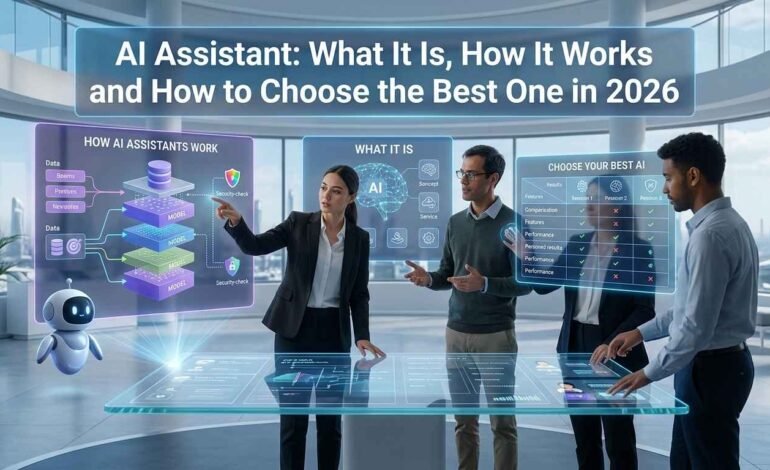 ai assistant helping a person plan work on a laptop and phone